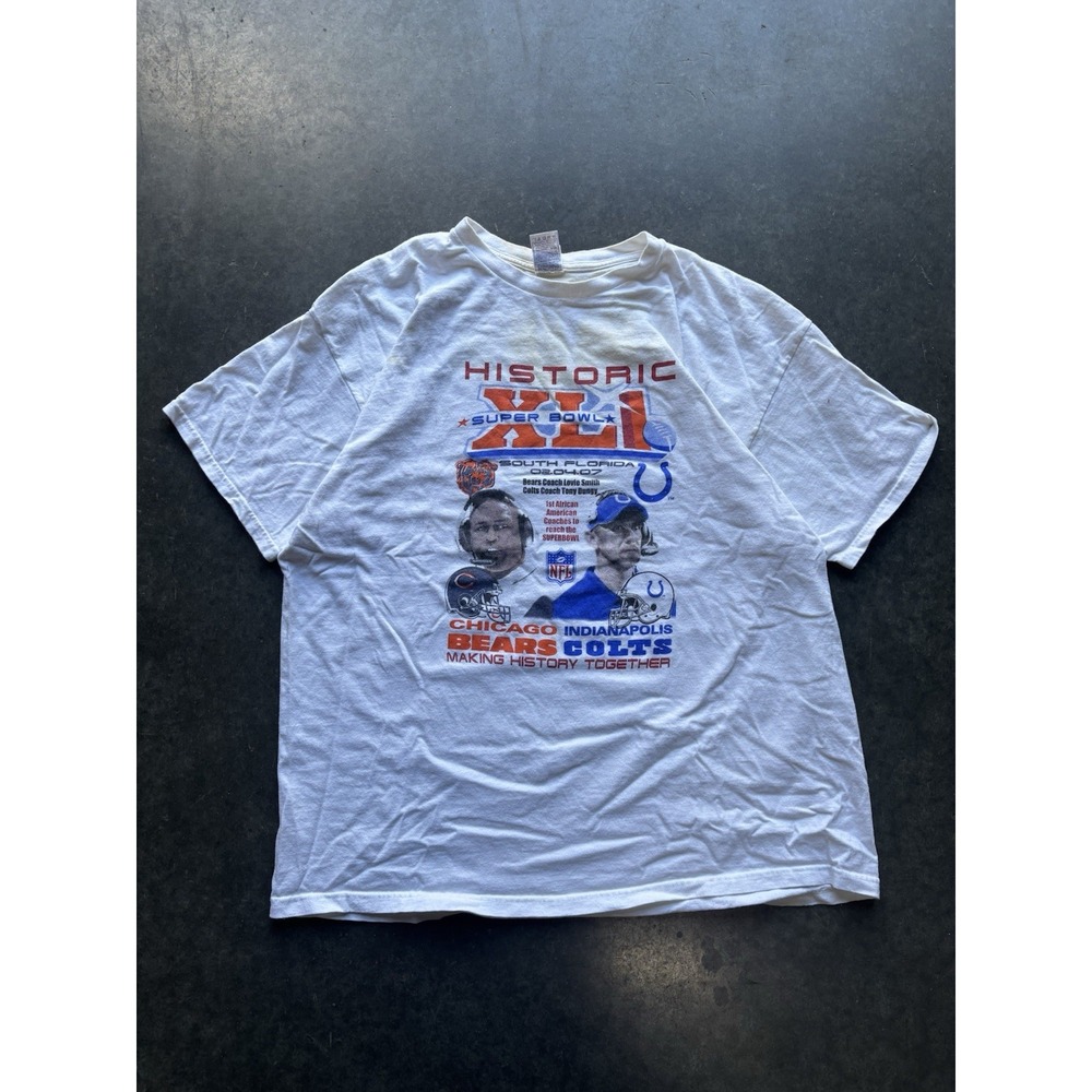 Vintage Historic Super Bowl XLI Bears Vs Colts NFL Graphic T Shirt Size 2XL